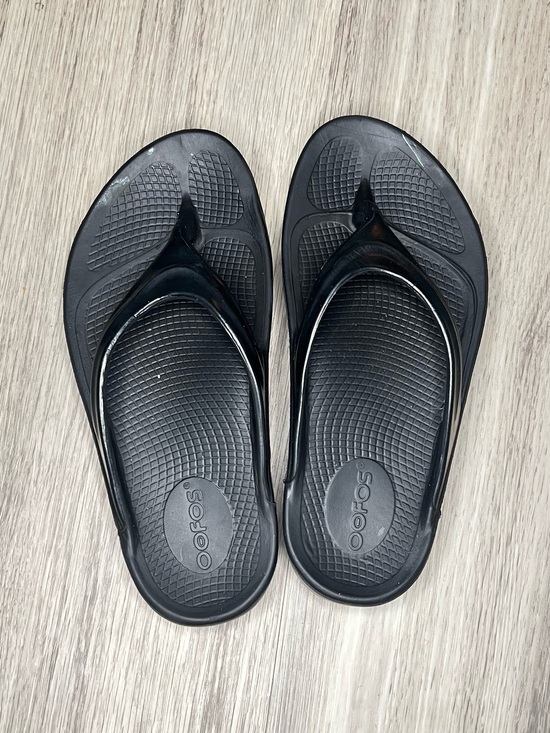 OOFOS Shoes - Oofos Women’s Recovery Sandals Flip Flops Size 5 Black Shiny Thong